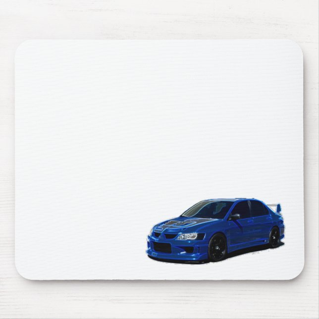 Blaue Neonmausunterlage KonturMitsubishi Evo Mousepad (Vorne)