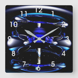 blaue Neonuhr Quadratische Wanduhr