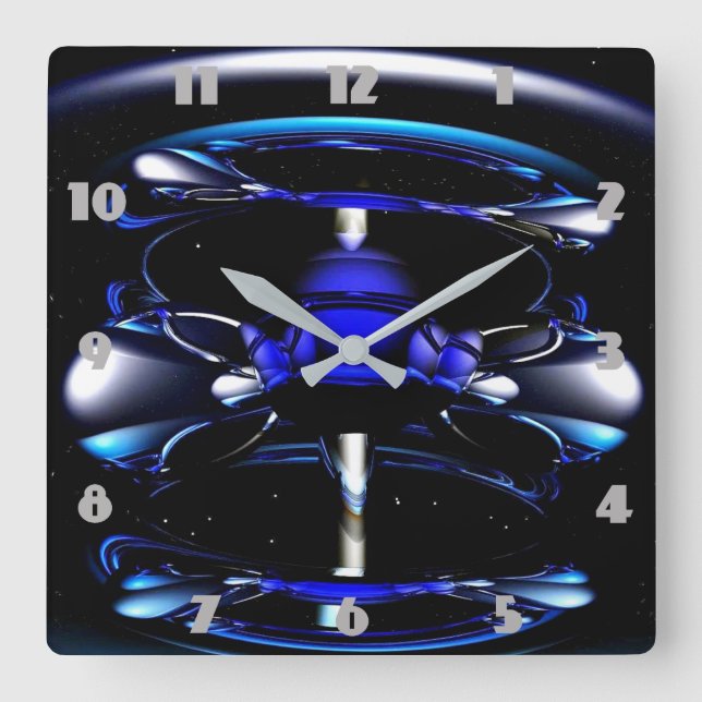 blaue Neonuhr Quadratische Wanduhr (Vorderseite)
