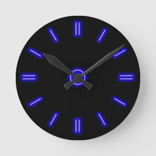Blaue Neonuhr Runde Wanduhr