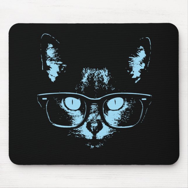 Blaue Nerd-Katze Mousepad (Vorne)