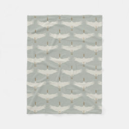 Blaue, neutrale Vogelkrane Art-Déco-Muster Fleecedecke