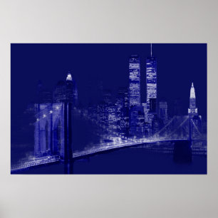 Blaue New Yorker Nacht Pop Art Poster