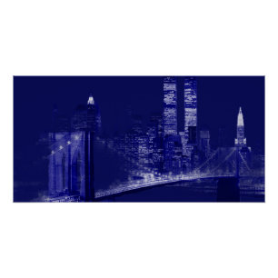 Blaue New Yorker Nacht Pop Art Poster