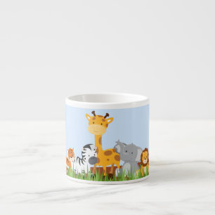 Blaue niedliche Dschungel-Baby-Tiereespresso-Tasse Espressotasse