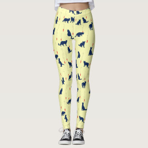 Blaue niedliche Kätzchen und Rotfische Leggings