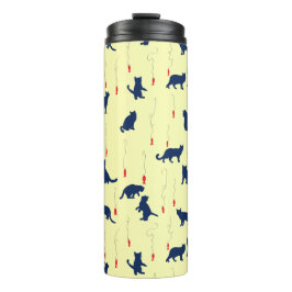 Blaue niedliche Kätzchen und Rotfische Thermosbecher