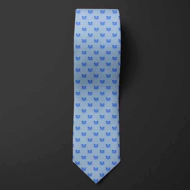 Blaue Niedliche Katze Krawatte (Von Creator hochgeladen)