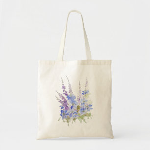 Blaue Nigella-Blume Aquarell und Tinte Tragetasche