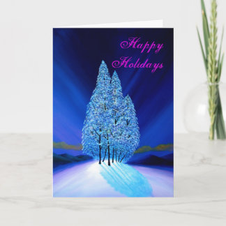Blaue Nordlicht-Tannenbäume des Weihnachten#7 Feiertagskarte