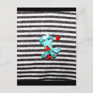 Blaue Octopoda Schwarz-Weiß-Herzen Postkarte