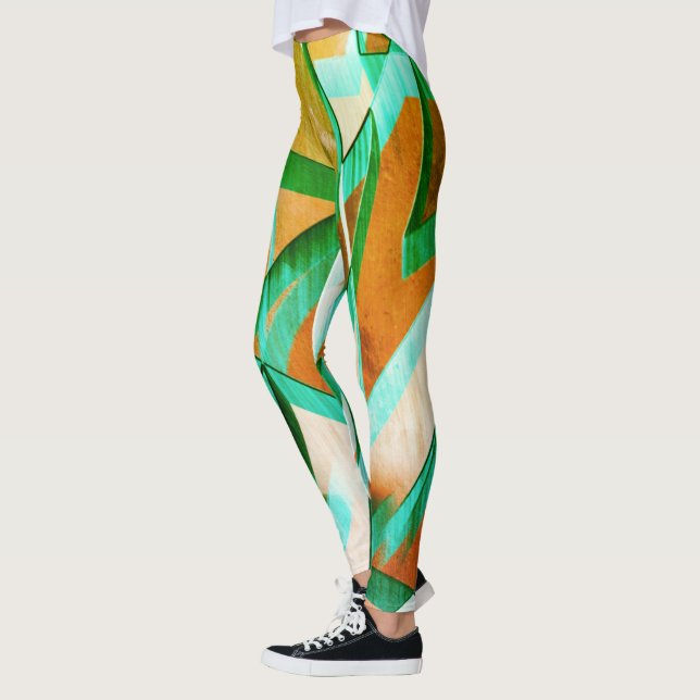 Blaue oder cysche Streifen über rustikal rötlich-o Leggings (Links)