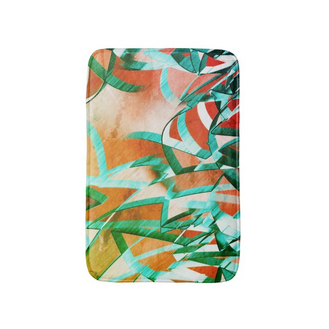 Blaue oder zyklische Streifen über rustikal rötlic Badematte (Vorderseite Vertikal)