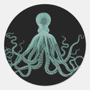 Blaue Oktopus-Aufkleber Runder Aufkleber