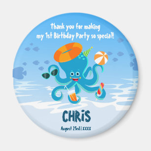 Blaue Oktopus unter der Geburtstagsparty des Sea B Magnet