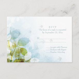 Blaue Oliven-Blattvögel Hochzeit RSVP-Karte RSVP Karte