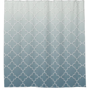 Blaue Ombre Schattiertes Quatrefolienmotif-Muster Duschvorhang