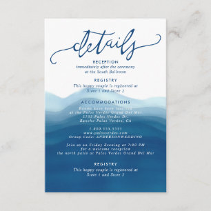 Blaue Ombre Wasserfarbe Wave Handschrift Details Begleitkarte