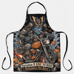 Blaue Oni-Biker-Halloween-Schürze - LIVE TO RIDE Schürze