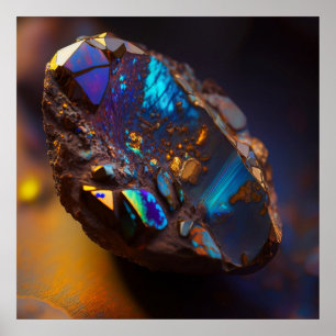 Blaue Opal-Inspiration mit Kupferadern Poster
