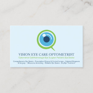 Blaue Optometrist Augenarzt Augenspezialist Visitenkarte