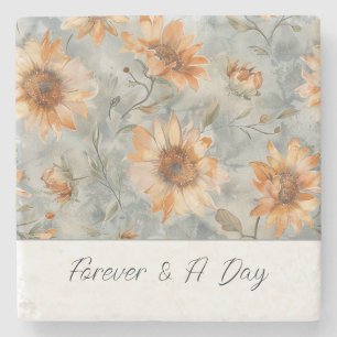 Blaue Orange Creme Blumen Forever Steinuntersetzer