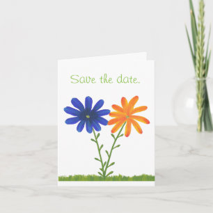 Blaue Orange Daisy Blumen Save the Date Notizkarte Einladung