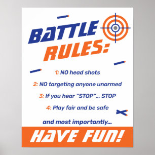 Blaue, Orange Dart Krieg Geburtstagsfeier Kampfreg Poster