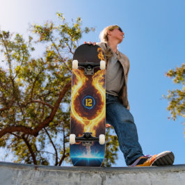 Blaue Orange-Flammen-Magie-Energie-Ring-Sport Skateboard