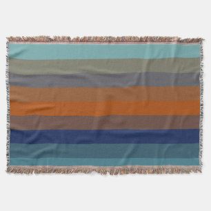 Blaue, orange, grüne, gelbe und graue Streifen Decke