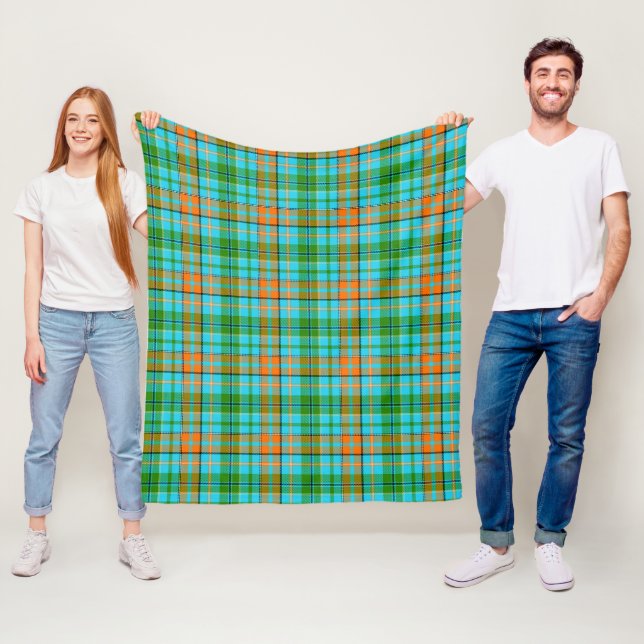 Blaue Orange Grüne Karo Tartan Design  Fleecedecke (Beispiel)