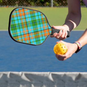 Blaue Orange Grüne Karo Tartan Design Pickleball Schläger