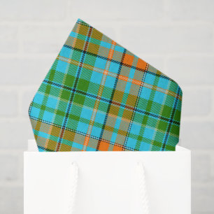 Blaue Orange Grüne Karo Tartan Design Seidenpapier