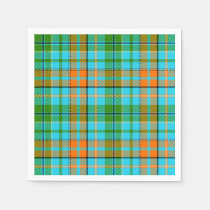 Blaue Orange Grüne Karo Tartan Design Serviette