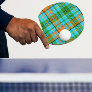 Blaue Orange Grüne Karo Tartan Design Tischtennis Schläger