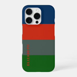 Blaue Orange Grüne Streifen Muster Personalisiert iPhone 16 Pro Hülle