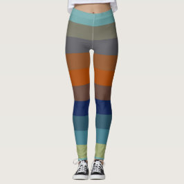 Blaue, orange, grüne und graue Streifen Leggings