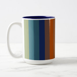 Blaue, orange, grüne und graue Streifen Zweifarbige Tasse