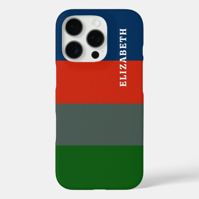 Blaue Orange Grünstreifen Muster Personalisiert Case-Mate iPhone Hülle (Rückseite)