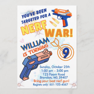 Blaue Orange Jungen BD-Party - Nerf-Krieg 9. Gebur Einladung