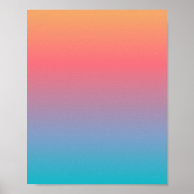 Blaue Orange Ombre Poster (Vorne)