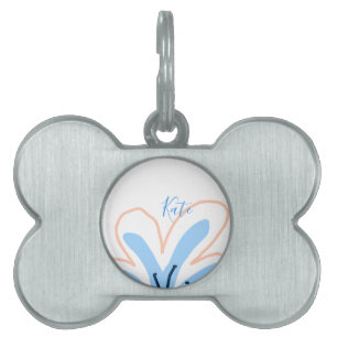 Blaue Orange Pastell-Blume Name Boho Retro-Geschen Tiermarke