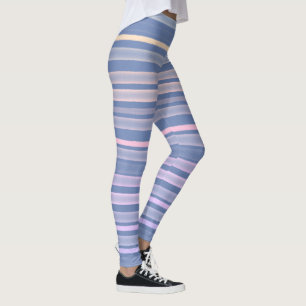 Blaue Orange Pink Streifen Leggings