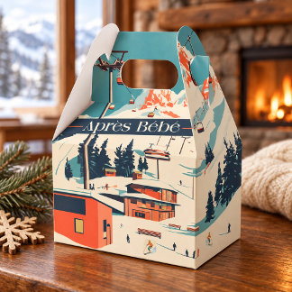 Blaue Orange Retro Après Bébé Skiresort-Party Geschenkschachtel