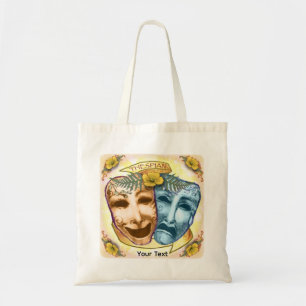 Blaue Orange Schauspielermasken Tragetasche