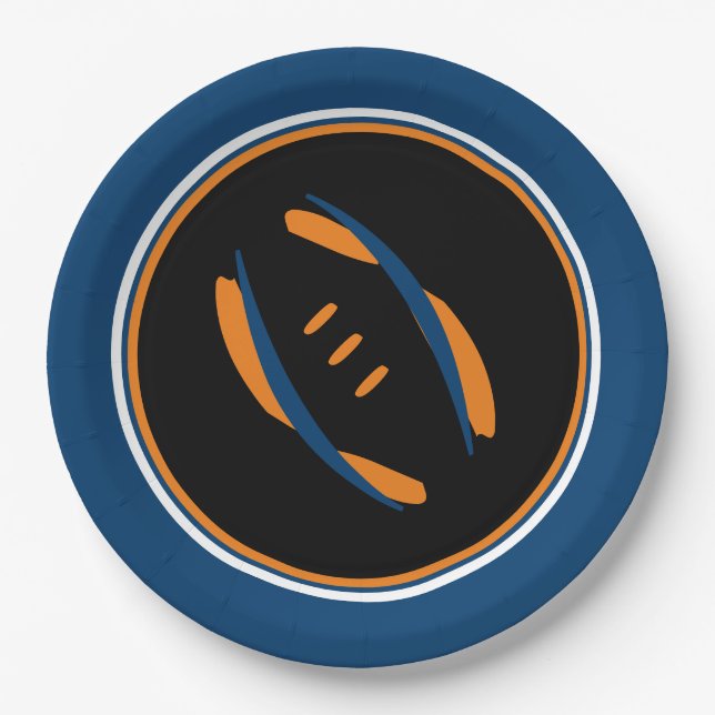 Blaue/orange/Schwarze Kunsfußball 9" Teller (Vorderseite)