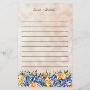 Blaue Orange Tiger-Lilie Florale Linien Name