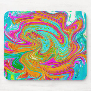 Blaue, orange und heißrosa groovy abstrakte Retro- Mousepad