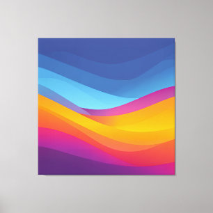 Blaue Orange Wellen Schichten Leinwanddruck
