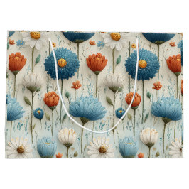 Blaue Orange Wildblumen Blumen Große Geschenktüte